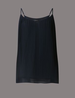 Pleated V-Neck Camisole Top